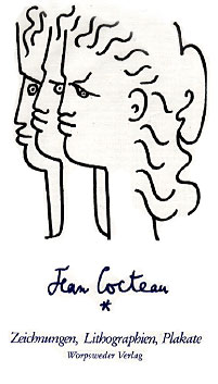 Deckblatt vom Mappenwerk von Jean Cocteau 1982, Worpsweder Verlag, 12 Bilder, reproduziert, aus einer Worpsweder Privatsammlung stammend