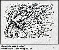 Günter Grass -Letzte Tänze- Lithographien, signiert und nummeriert -GANZ EINFACH DER SCHIEBER- in der Regio-Galerie, Basel und Grenzach.