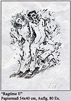 Günter Grass -Letzte Tänze- Lithographien, signiert und nummeriert -RAGTIME II- in der Regio-Galerie, Basel und Grenzach.