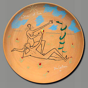 Keramik Objekte von Jean Cocteau in der Regio-Galerie - ADAM ET EVE 1962