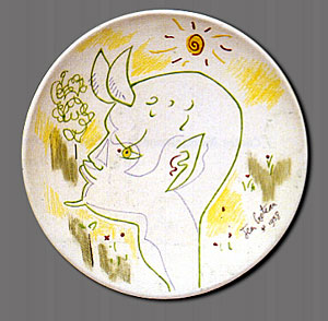 Keramik Objekte von Jean Cocteau in der Regio-Galerie - CHÈVRE-PIED BOUDEUR 1958